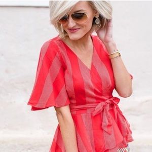NWT LOFT Stripe wrap blouse. Size S